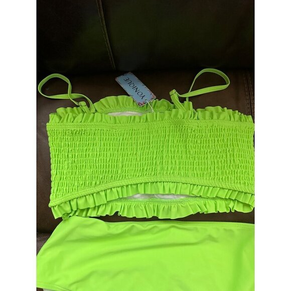 NWT Yonique Bright Green 2 Pc Bikini Swim Bathing Suit Size XL - Picture 3 of 3